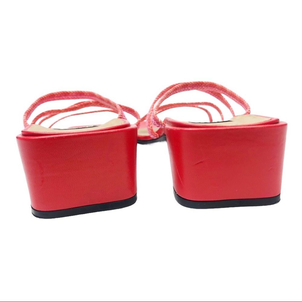 Stuart Weitzman Red Raffia Strappy Slides - Picture 8 of 11